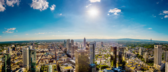 Panorama of Frankfurt am Main on a hot summer day