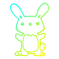 cold gradient line drawing cute cartoon rabbit