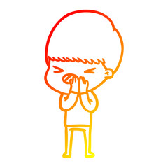 warm gradient line drawing cartoon stressed man