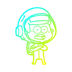 cold gradient line drawing cartoon surprised astronaut