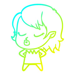 Fototapeta premium cold gradient line drawing cute cartoon vampire girl
