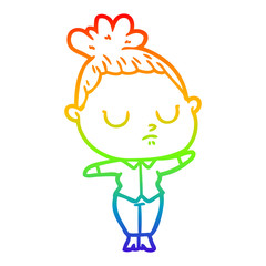 rainbow gradient line drawing cartoon calm woman