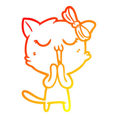 warm gradient line drawing cartoon cat