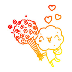 warm gradient line drawing cute cartoon cloud head creature