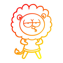 warm gradient line drawing cartoon bored lion