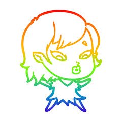 rainbow gradient line drawing cute cartoon vampire girl