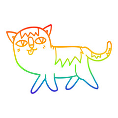 rainbow gradient line drawing cartoon funny cat