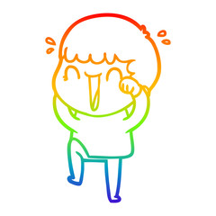 rainbow gradient line drawing laughing cartoon man