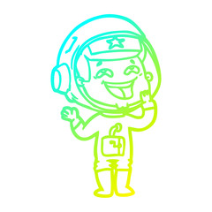 cold gradient line drawing cartoon laughing astronaut