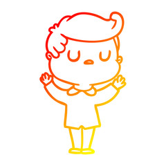 warm gradient line drawing cartoon aloof man