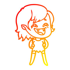 warm gradient line drawing cartoon laughing vampire girl