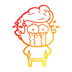 warm gradient line drawing cartoon crying man