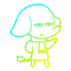cold gradient line drawing annoyed cartoon elephant