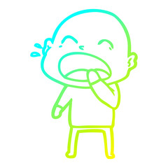 Fototapeta premium cold gradient line drawing cartoon shouting bald man