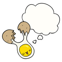 cartoon cracked egg and thought bubble