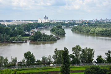 Confluence of two main river. Danube and Sava river. 