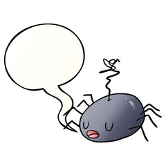 cartoon halloween spider and speech bubble in smooth gradient style