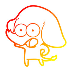 warm gradient line drawing cute cartoon elephant