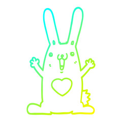 cold gradient line drawing cartoon rabbit in love
