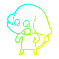 cold gradient line drawing cute cartoon elephant