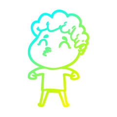 cold gradient line drawing cartoon man pouting