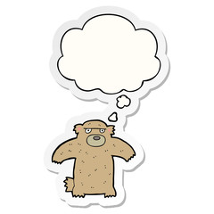 cartoon bear and thought bubble as a printed sticker