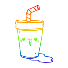 rainbow gradient line drawing cute cartoon soda