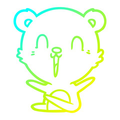cold gradient line drawing happy laughing cartoon bear