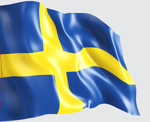 Waving flag of SWEDEN . 3d illustration