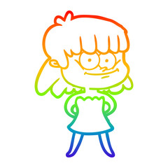 rainbow gradient line drawing cartoon smiling woman