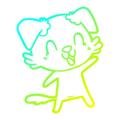 cold gradient line drawing laughing cartoon dog
