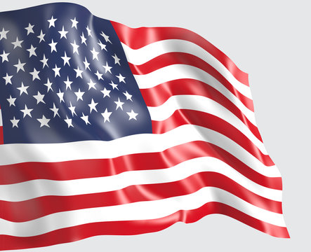 Waving flag of United States . 3d illustration