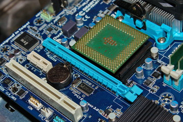 closeup of electronic circuit board