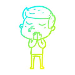 cold gradient line drawing cartoon model guy pouting