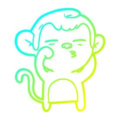 cold gradient line drawing cartoon suspicious monkey