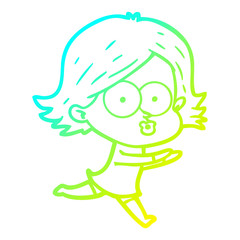 cold gradient line drawing cartoon girl pouting