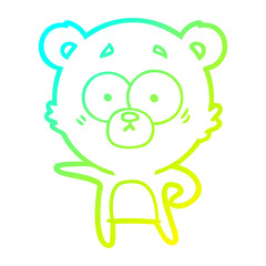 cold gradient line drawing surprised polar bear cartoon