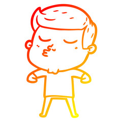 warm gradient line drawing cartoon model guy pouting