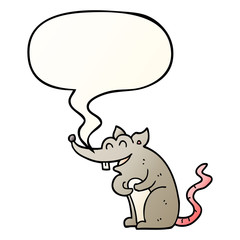cartoon rat and speech bubble in smooth gradient style
