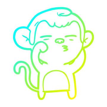 recommend clip art: cold gradient line drawing cartoon suspicious monkey