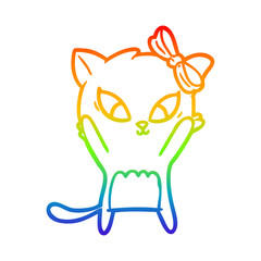 rainbow gradient line drawing cartoon cat