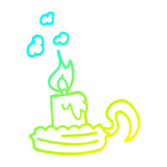 cold gradient line drawing cartoon candle in candleholder