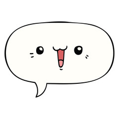 happy cartoon face and speech bubble