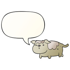 cartoon dog and speech bubble in smooth gradient style