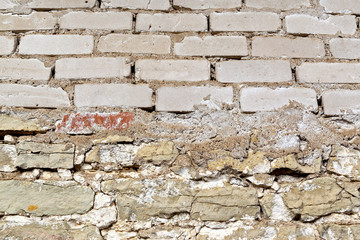 .texture of the wall of rough masonry of light brick