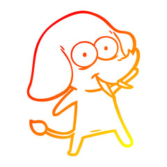 warm gradient line drawing happy cartoon elephant