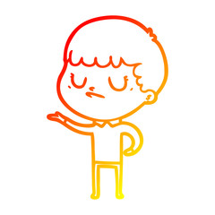 warm gradient line drawing cartoon grumpy boy