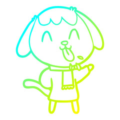 cold gradient line drawing cute cartoon dog
