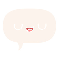 cute cartoon face and speech bubble in retro style