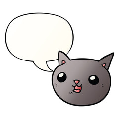 cartoon cat and speech bubble in smooth gradient style
